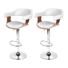 Load image into Gallery viewer, Artiss Set of 2 Wooden Bar Stools SELINA Kitchen Swivel Bar Stool Chairs PU Leather White