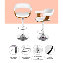 Load image into Gallery viewer, Artiss Set of 2 Wooden Bar Stools SELINA Kitchen Swivel Bar Stool Chairs PU Leather White