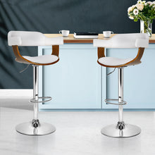 Load image into Gallery viewer, Artiss Set of 2 Wooden Bar Stools SELINA Kitchen Swivel Bar Stool Chairs PU Leather White