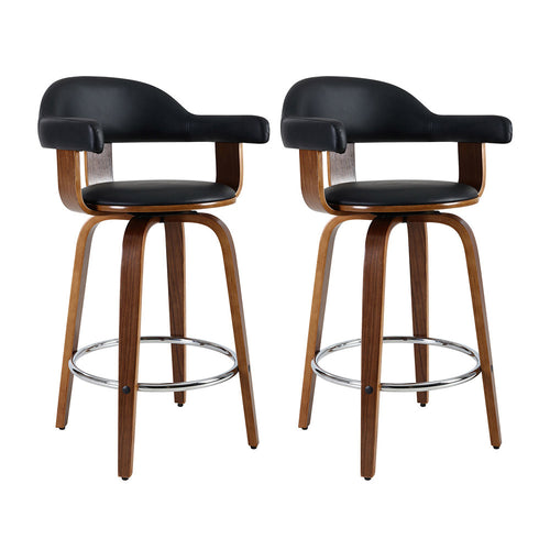 Artiss Set of 2 Bar Stools Wooden Swivel Bar Stool Kitchen Dining Chair Wood Black