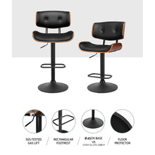 Load image into Gallery viewer, Artiss Kitchen Bar Stool Gas Lift Stool Chairs Swivel Barstool Leather Black x1