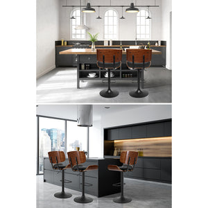 Artiss Kitchen Bar Stool Gas Lift Stool Chairs Swivel Barstool Leather Black x1