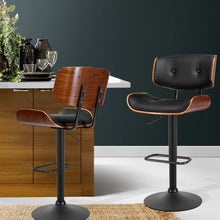 Load image into Gallery viewer, Artiss Kitchen Bar Stool Gas Lift Stool Chairs Swivel Barstool Leather Black x1