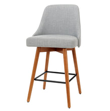 Load image into Gallery viewer, Artiss 2x Wooden Bar Stools Swivel Bar Stool Kitchen Cafe Fabric Light Grey