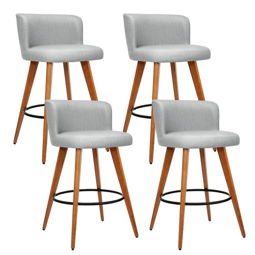 Artiss set of 4 Wooden Bar Stools Modern Bar Stool Kitchen Dining Chairs Cafe Grey