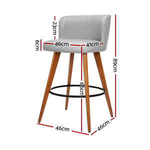 Artiss set of 4 Wooden Bar Stools Modern Bar Stool Kitchen Dining Chairs Cafe Grey