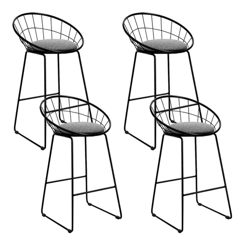 Artiss Set of 4 Nordic Bar Stools Metallic Bar Stool Kitchen Chairs Fabric Grey Black