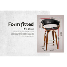 Load image into Gallery viewer, Artiss 1x Swivel Bar Stools Wooden Bar Stool Kitchen Leather Black