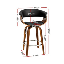 Load image into Gallery viewer, Artiss Set of 4 Bar Stools Wooden Bar Stool Swivel Kitchen Dining Chairs PU Leather Black