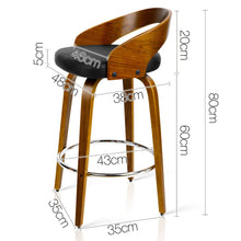 Load image into Gallery viewer, Artiss Set of 2 Wooden Bar Stools - Black