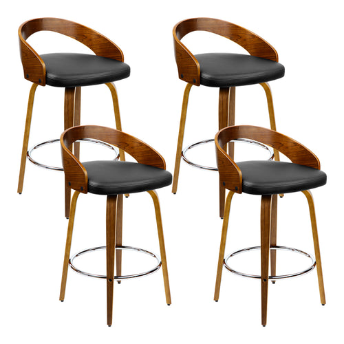 Artiss set of 4 Wooden Bar Stools Swivel Bar Stool Kitchen Dining Chairs Wood Black