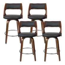 Load image into Gallery viewer, Artiss Set of 4 Wooden Bar Stools Swivel Bar Stool Kitchen Dining Chair Cafe Black 76cm