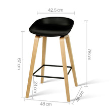 Load image into Gallery viewer, Artiss Set of 2 Wooden Backless Bar Stools - Black