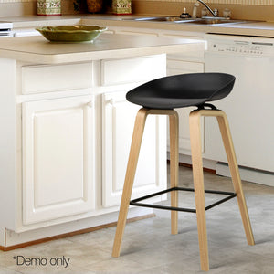 Artiss Set of 2 Wooden Backless Bar Stools - Black