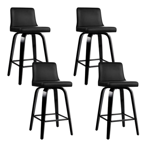Artiss Set of 4 Felipe Wooden Bar Stools Swivel Bar Stool Kitchen Chairs Black