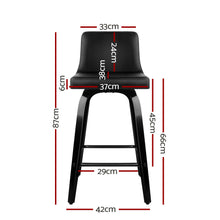 Load image into Gallery viewer, Artiss Set of 4 Felipe Wooden Bar Stools Swivel Bar Stool Kitchen Chairs Black
