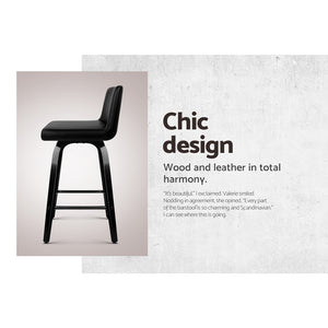 Artiss Set of 4 Felipe Wooden Bar Stools Swivel Bar Stool Kitchen Chairs Black