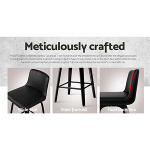 Artiss Set of 4 Felipe Wooden Bar Stools Swivel Bar Stool Kitchen Chairs Black
