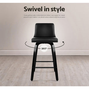 Artiss Set of 4 Felipe Wooden Bar Stools Swivel Bar Stool Kitchen Chairs Black