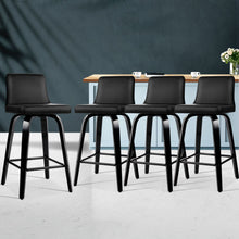 Load image into Gallery viewer, Artiss Set of 4 Felipe Wooden Bar Stools Swivel Bar Stool Kitchen Chairs Black
