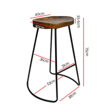 Load image into Gallery viewer, Artiss Set of 2 Wooden Backless Bar Stools - Black
