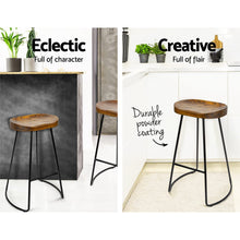 Load image into Gallery viewer, Artiss Set of 2 Wooden Backless Bar Stools - Black