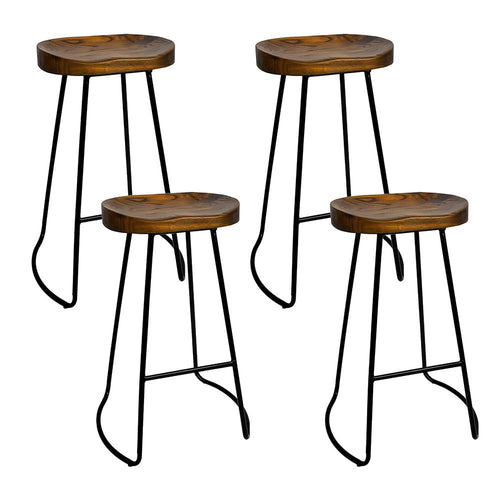 Artiss Set of 4 Vintage Tractor Bar Stools Retro Bar Stool Industrial Chairs Black 75cm
