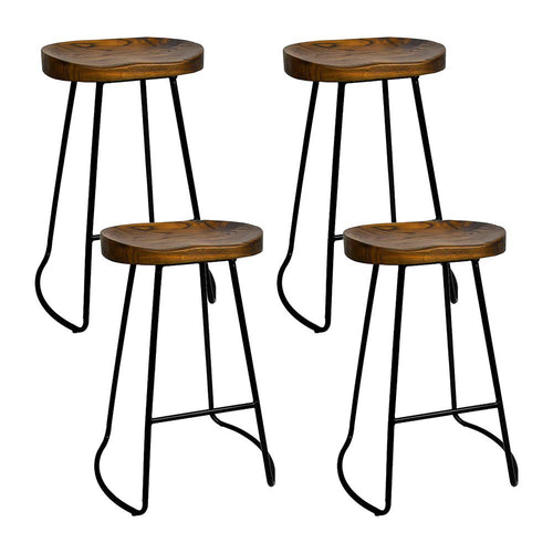 Artiss Set of 4 Vintage Tractor Bar Stools Retro Bar Stool Industrial Chairs Black 65c