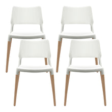 Load image into Gallery viewer, Artiss Set of 4 Wooden Stackable Dining Chairs - White