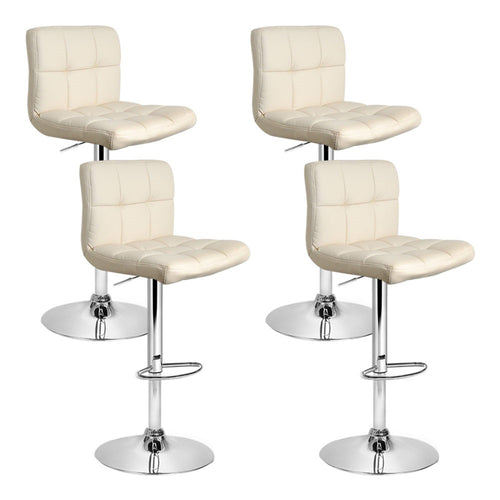 Artiss Set of 4 PU Leather Bar Stools NOEL Kitchen Chairs Swivel Bar Stool Gas Lift Beige