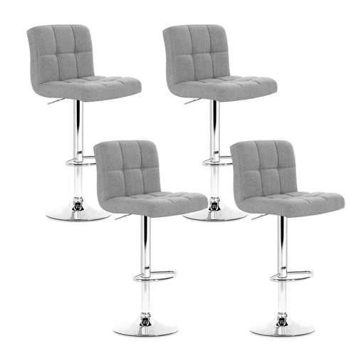 Artiss Set of 4 Fabric Bar Stools NOEL Kitchen Chairs Swivel Bar Stool Gas Lift Grey