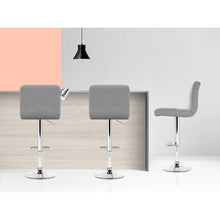 Load image into Gallery viewer, Artiss Set of 4 Fabric Bar Stools NOEL Kitchen Chairs Swivel Bar Stool Gas Lift Grey