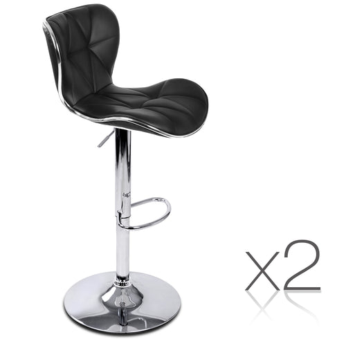 Artiss Set of 2 PU Leather Bar Stools - Black