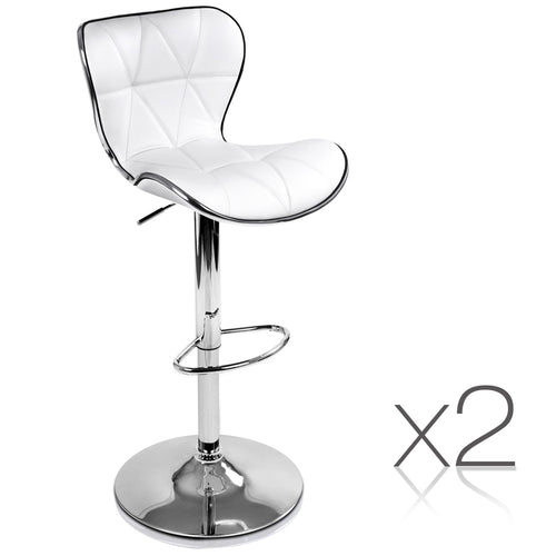 Artiss Set of 2 PU Leather Bar Stools - White