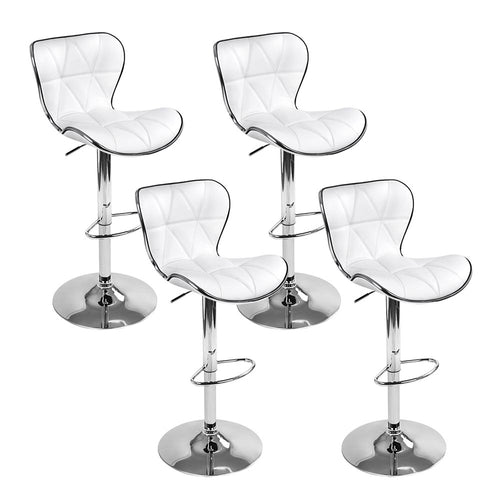 Artiss Set of 4 Bar Stools RUBY Kitchen Swivel Bar Stool PU Leather Chairs Gas Lift White