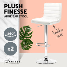 Load image into Gallery viewer, Artiss 2x Gas Lift Bar Stools Swivel Chairs Leather Chrome White