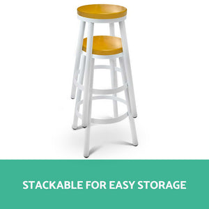 Artiss Set of 2 Wooden Stackable Bar Stools - White and Wood