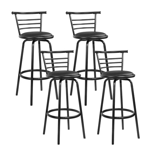 Artiss Set of 4 Bar Stools PU Leather Bar Stool Swivel Backrest Kitchen Chairs Black