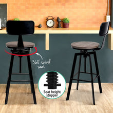Load image into Gallery viewer, Artiss Rustic Industrial Style Metal Bar Stool - Black and Wood