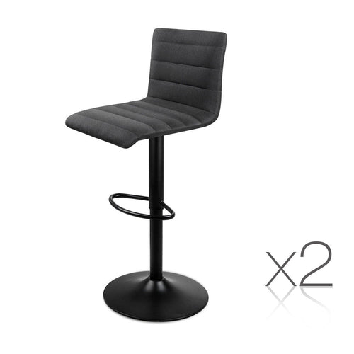 Artiss Set of 2 Fabric Bar Stools - Black