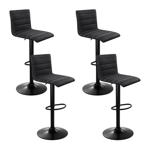 Artiss set of 4 Bar Stools Fabric Kitchen Cafe Swivel Bar Stool Chair Gas Lift Black