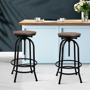 Artiss Set of 2 Kitchen Bar Stools Vintage Bar Stool Retro Rustic Industrial Chairs