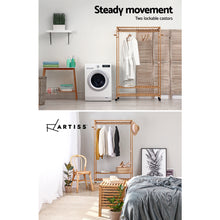 Load image into Gallery viewer, Artiss Bamboo Clothes Rack Coat Stand Garment Hanger Wardrobe Portable Airer