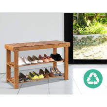 Load image into Gallery viewer, Artiss Bamboo Shoe Rack Wooden Seat Bench Organiser Shelf Stool