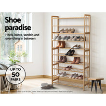 Load image into Gallery viewer, Artiss 10-Tier Bamboo Shoe Rack Wooden Shelf Stand Storage Organizer