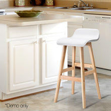 Load image into Gallery viewer, Artiss Set of 2 PU Leather and Wood Bar Stool - White