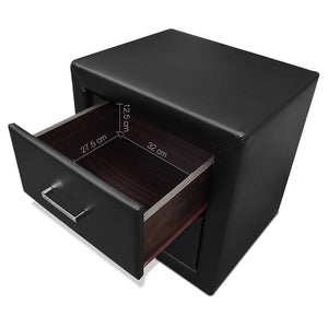 Artiss PVC Leather Bedside Table - Black