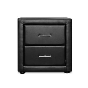 Artiss PVC Leather Bedside Table - Black