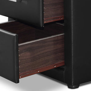 Artiss PVC Leather Bedside Table - Black