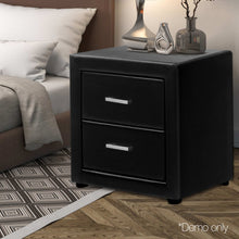 Load image into Gallery viewer, Artiss PVC Leather Bedside Table - Black